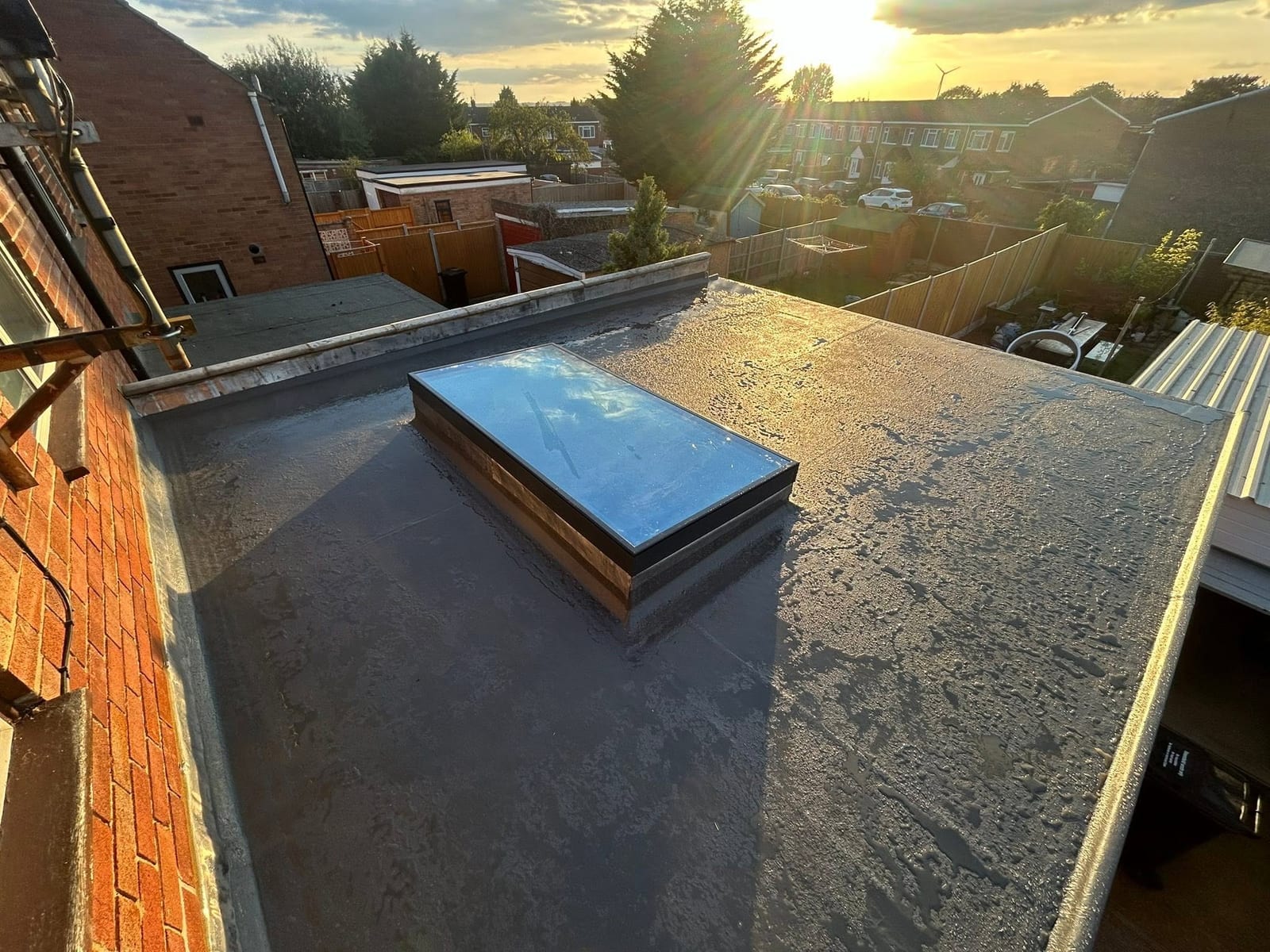 Flat roof with rooflight inspected by CAW Flat Roofing Reading